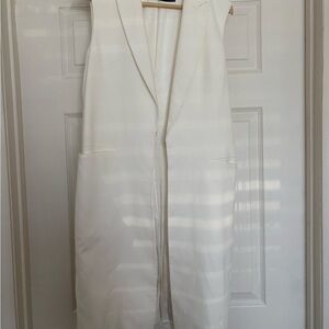 Chic White Sleeveless Blazer Vest Karen Mullen